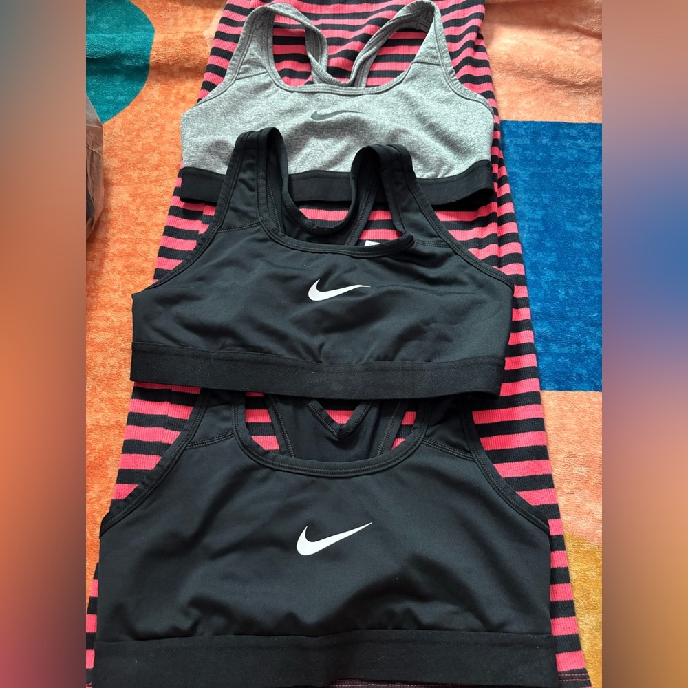 Nike Black and Gray Sports Bra Set